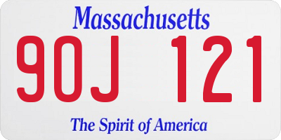 MA license plate 9OJ121