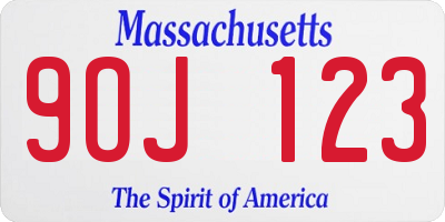 MA license plate 9OJ123