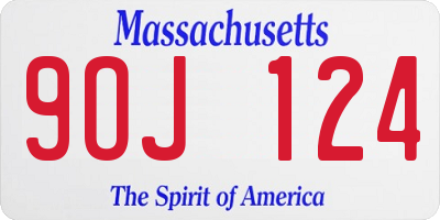 MA license plate 9OJ124