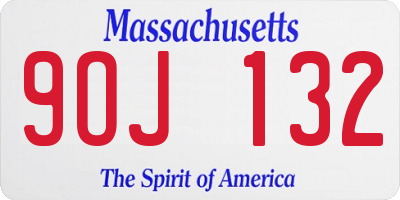 MA license plate 9OJ132