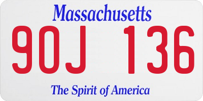 MA license plate 9OJ136