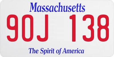 MA license plate 9OJ138