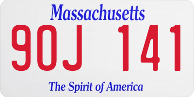 MA license plate 9OJ141