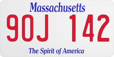 MA license plate 9OJ142