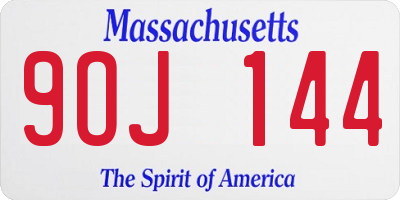 MA license plate 9OJ144