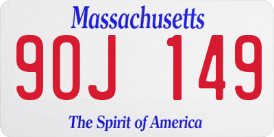 MA license plate 9OJ149