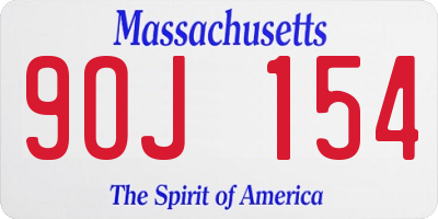 MA license plate 9OJ154
