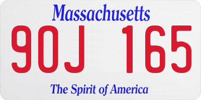 MA license plate 9OJ165