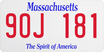 MA license plate 9OJ181