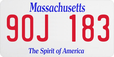 MA license plate 9OJ183