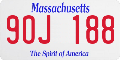 MA license plate 9OJ188