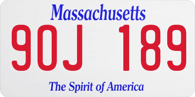MA license plate 9OJ189
