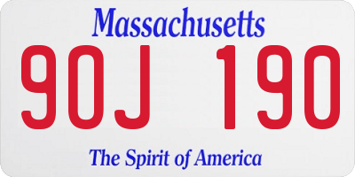 MA license plate 9OJ190