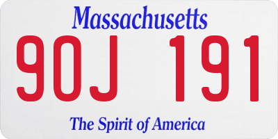 MA license plate 9OJ191