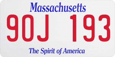 MA license plate 9OJ193