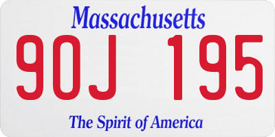 MA license plate 9OJ195
