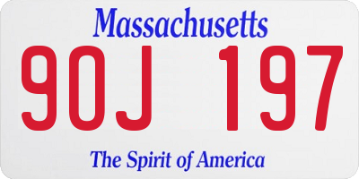 MA license plate 9OJ197