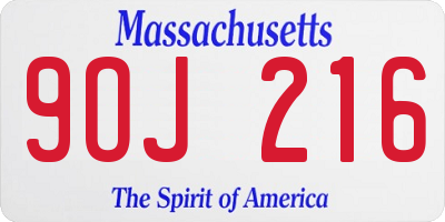 MA license plate 9OJ216