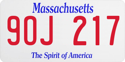 MA license plate 9OJ217