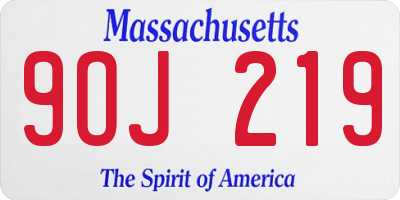 MA license plate 9OJ219