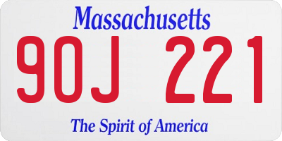 MA license plate 9OJ221