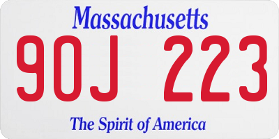 MA license plate 9OJ223