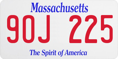 MA license plate 9OJ225