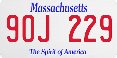 MA license plate 9OJ229