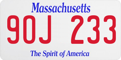 MA license plate 9OJ233