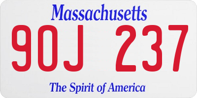 MA license plate 9OJ237