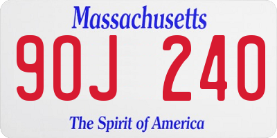 MA license plate 9OJ240