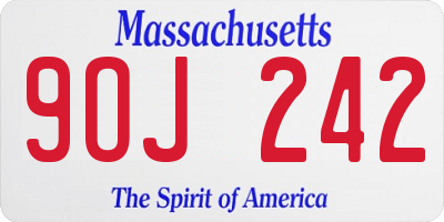 MA license plate 9OJ242