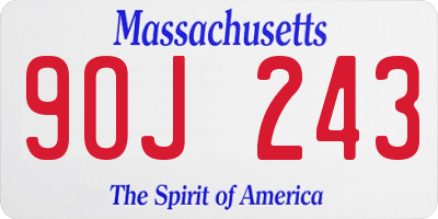 MA license plate 9OJ243