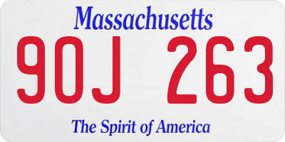 MA license plate 9OJ263