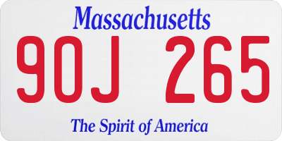 MA license plate 9OJ265
