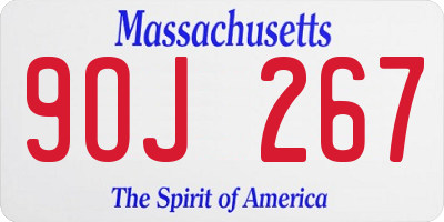 MA license plate 9OJ267