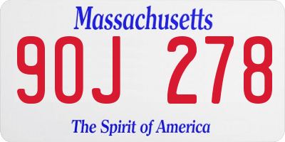 MA license plate 9OJ278