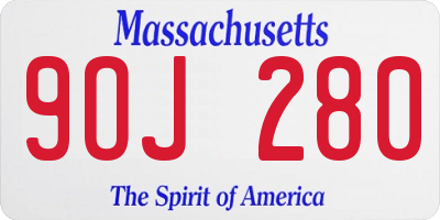 MA license plate 9OJ280
