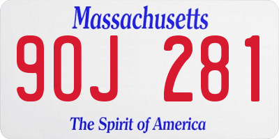 MA license plate 9OJ281