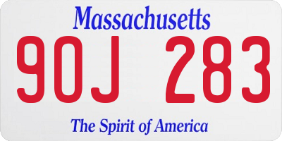 MA license plate 9OJ283