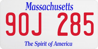 MA license plate 9OJ285