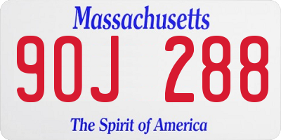 MA license plate 9OJ288