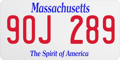 MA license plate 9OJ289