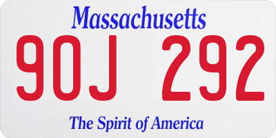 MA license plate 9OJ292