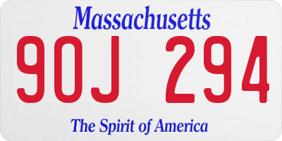 MA license plate 9OJ294