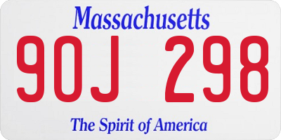 MA license plate 9OJ298