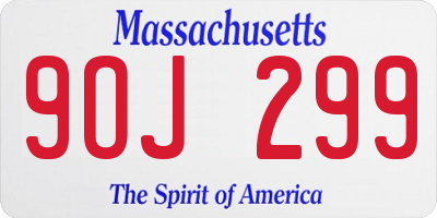 MA license plate 9OJ299
