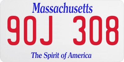 MA license plate 9OJ308