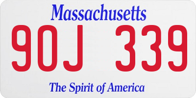 MA license plate 9OJ339