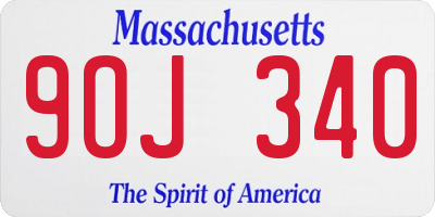 MA license plate 9OJ340